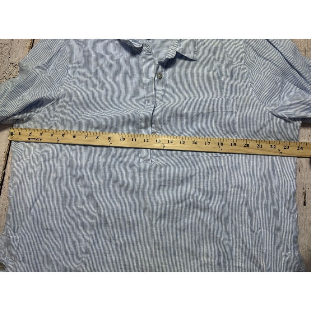 J.Jill Love Linen Blue White Striped Tunic Lagenlook Button Front Large - Picture 5 of 9
